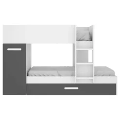 Cameretta bambini 244x150cm 3 letti soppalco reversibile bianco grafite Damian