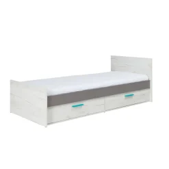 Cameretta completa con letto singolo pino bianco grigio blu Maya Gihome®