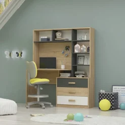 Cameretta completa per bambini rovere antracite bianco Chiaretto