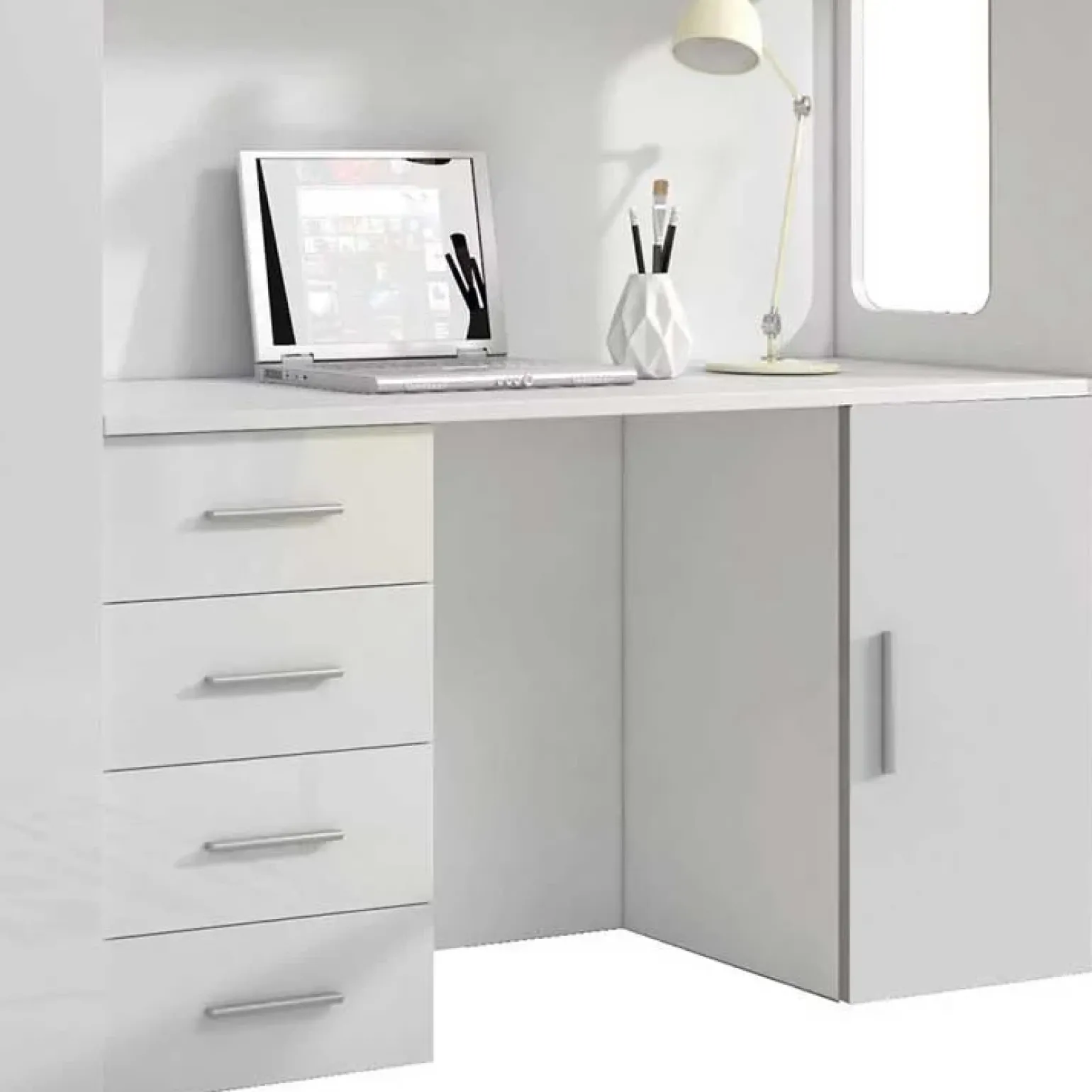 Cameretta 254x120cm 1 letto soppalco bianco lucido Simone Gihome®
