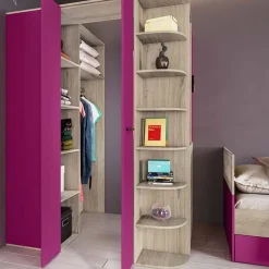 Cameretta 352x124cm con cabina armadio rovere fucsia Fabio Gihome®
