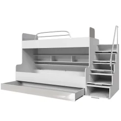 Cameretta 254x120cm con soppalco 2 letti singoli bianca Enrico Gihome®