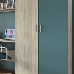Cameretta per bambini completa con letto 120x190 cm rovere blu petrolio Alex Gihome®