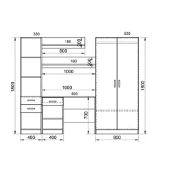 Cameretta per bambini completa con letto 120x190 cm rovere blu petrolio Alex Gihome®