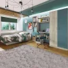 Cameretta per bambini completa 1 letto reversibile rovere blu petrolio Alex Gihome®