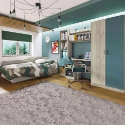 Cameretta per bambini completa 1 letto reversibile rovere blu petrolio Alex Gihome®