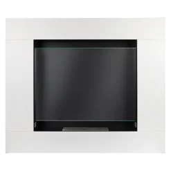 Caminetto bioetanolo 105x90h cm da parete acciaio e vetro bianco Etna