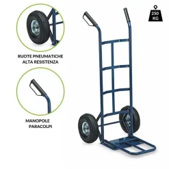 Carrello portapacchi con ruote solleva fino a 250 kg in acciaio Xina