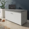 Cassapanca scarpiera 85x42h cm moderna bianco frassinato cemento Danielle