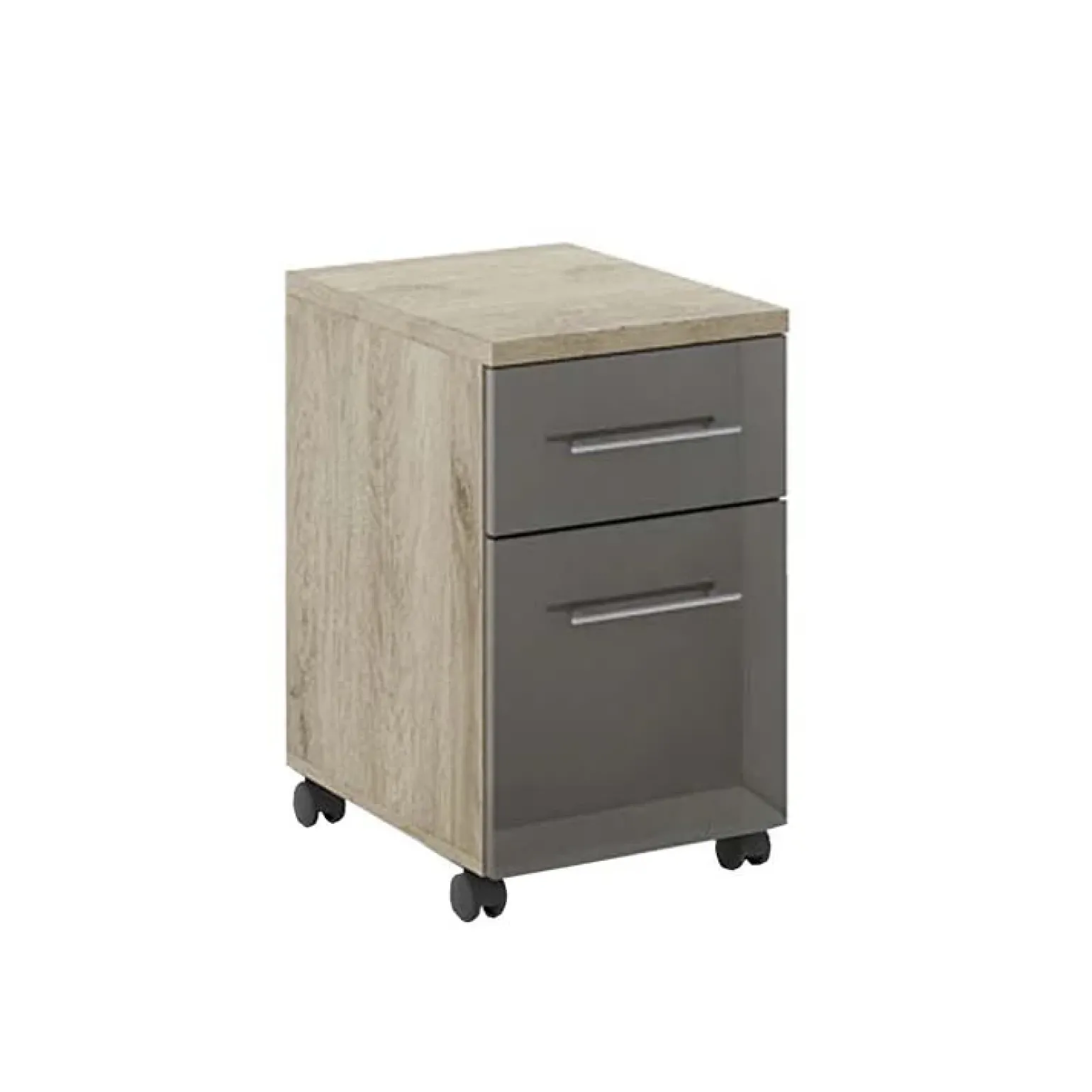 Cassettiera ufficio 35x59h cm reversibile rovere antracite lucido Time O