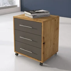 Cassettiera ufficio 43x57h cm rovere grafite Woody