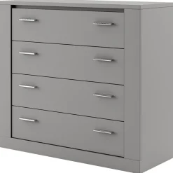 Cassettiera 100x90h 4 cassetti cm grigio Ombra
