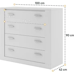 Cassettiera 100x90h 4 cassetti cm bianco opaco Ombra