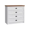 Cassettiera 88x88h cm 4 cassetti bianco frassinato rovere Provenza