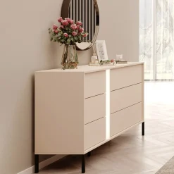 Cassettiera 134x82h cm 6 cassetti moderna  beige Jolly