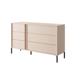 Cassettiera 134x82h cm 6 cassetti moderna  beige Jolly
