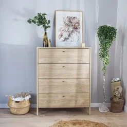 Cassettiera 92x116h cm 4 cassetti rovere Noor