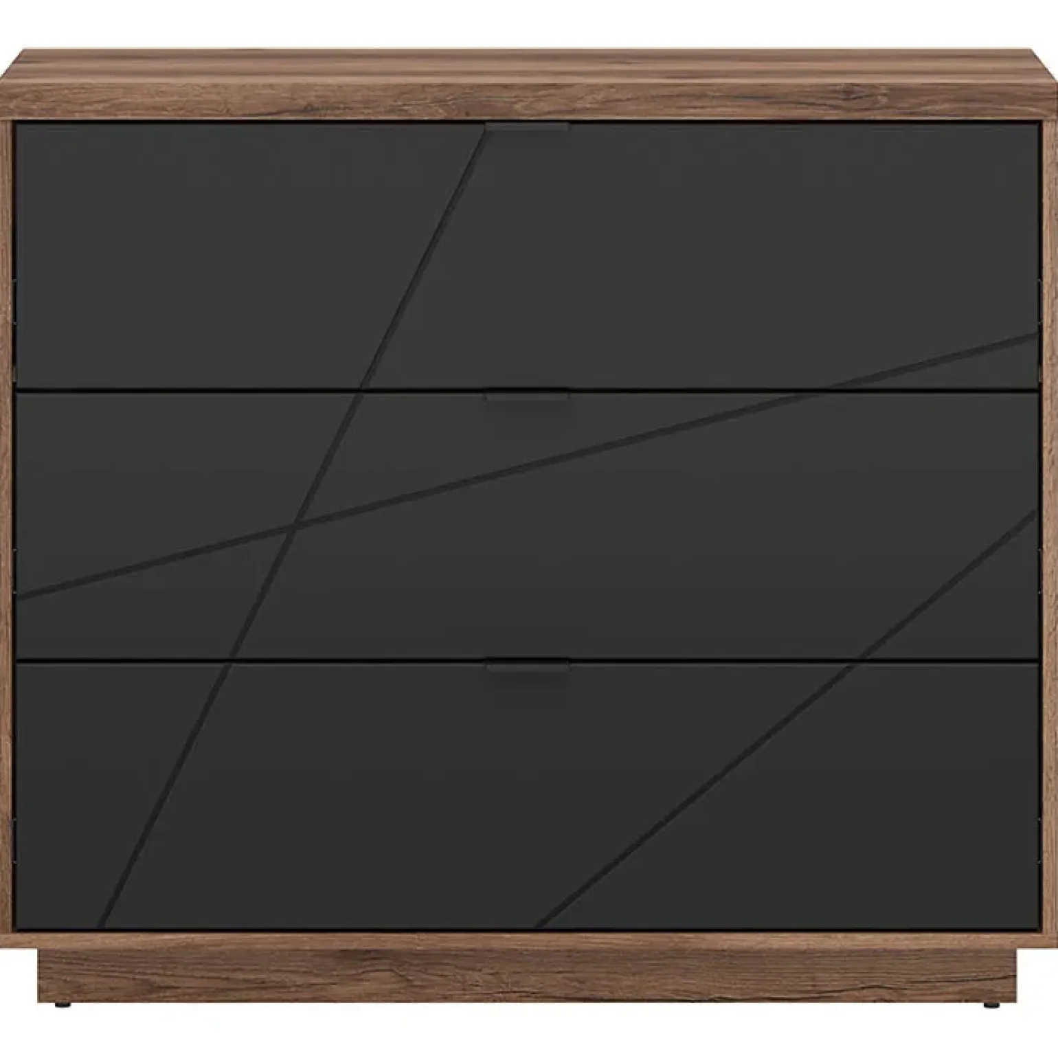 Cassettiera 106x93h cm 3 cassetti rovere scuro nero opaco Elin