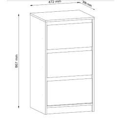 Cassettiera 47x87h cm 3 cassetti moderna rovere Funny