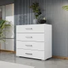 Cassettiera 77x74h cm design moderno 4 cassetti bianco Pastello