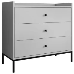 Cassettiera 80x80h cm design moderno 3 cassetti grigio Pollon