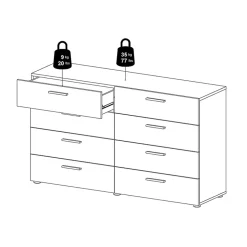 Cassettiera 138x83h cm moderna bianco lucido rovere Betty Gihome®