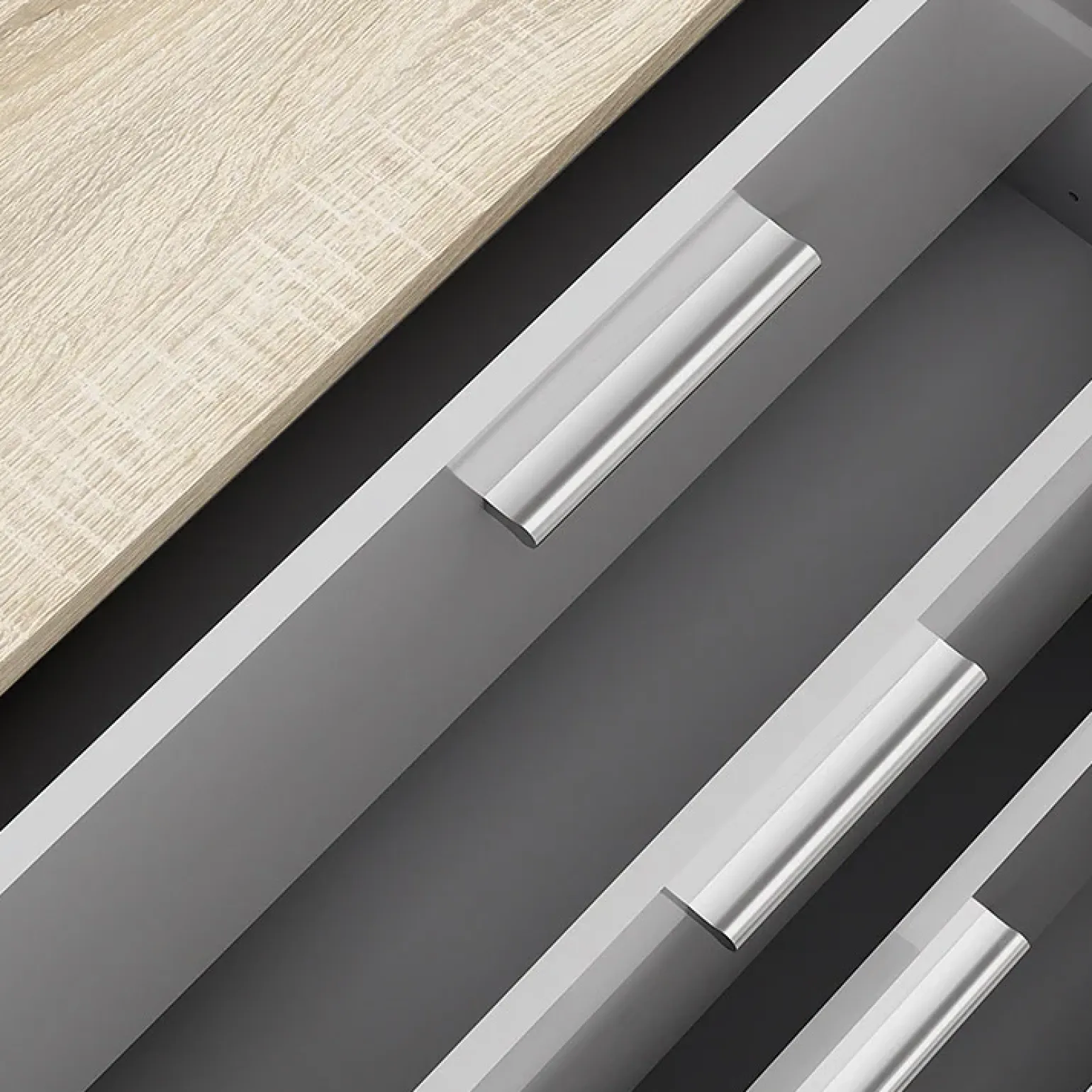Cassettiera 138x83h cm moderna bianco lucido rovere Betty Gihome®