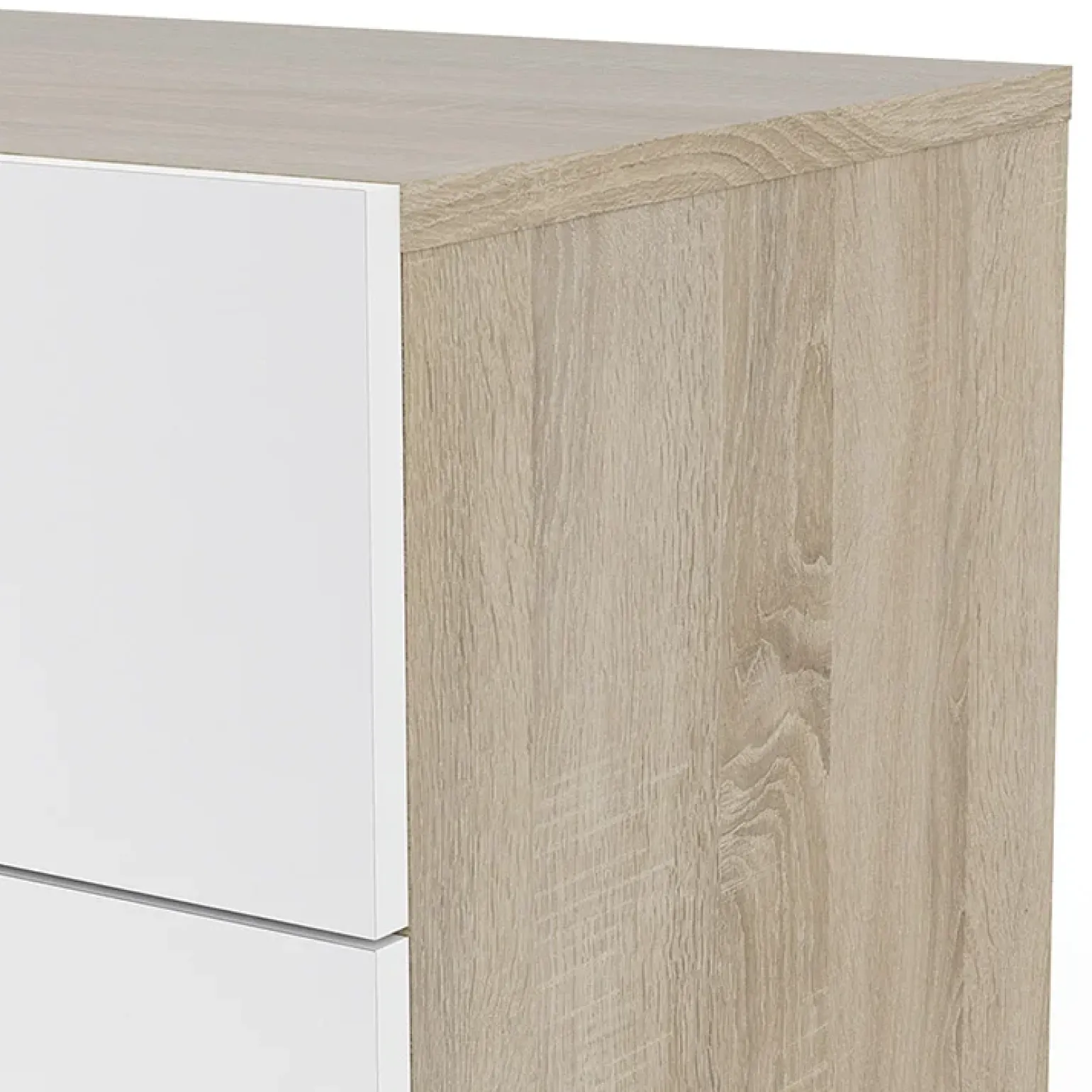 Cassettiera 138x83h cm moderna bianco lucido rovere Betty Gihome®
