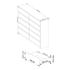 Cassettiera 160x120h cm moderna 10 cassetti rovere Living