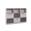 Cassettiera 145x108h cm per cameretta bianco pino grigio blu Maya Gihome®