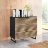 Cassettiera 80x76h cm rustica design  cannettato rovere nero List