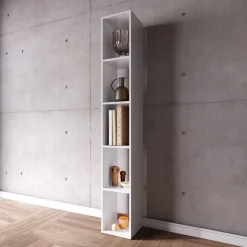 Colonna a terra 28x186h cm 5 vani libreria bianco lucido Sunset