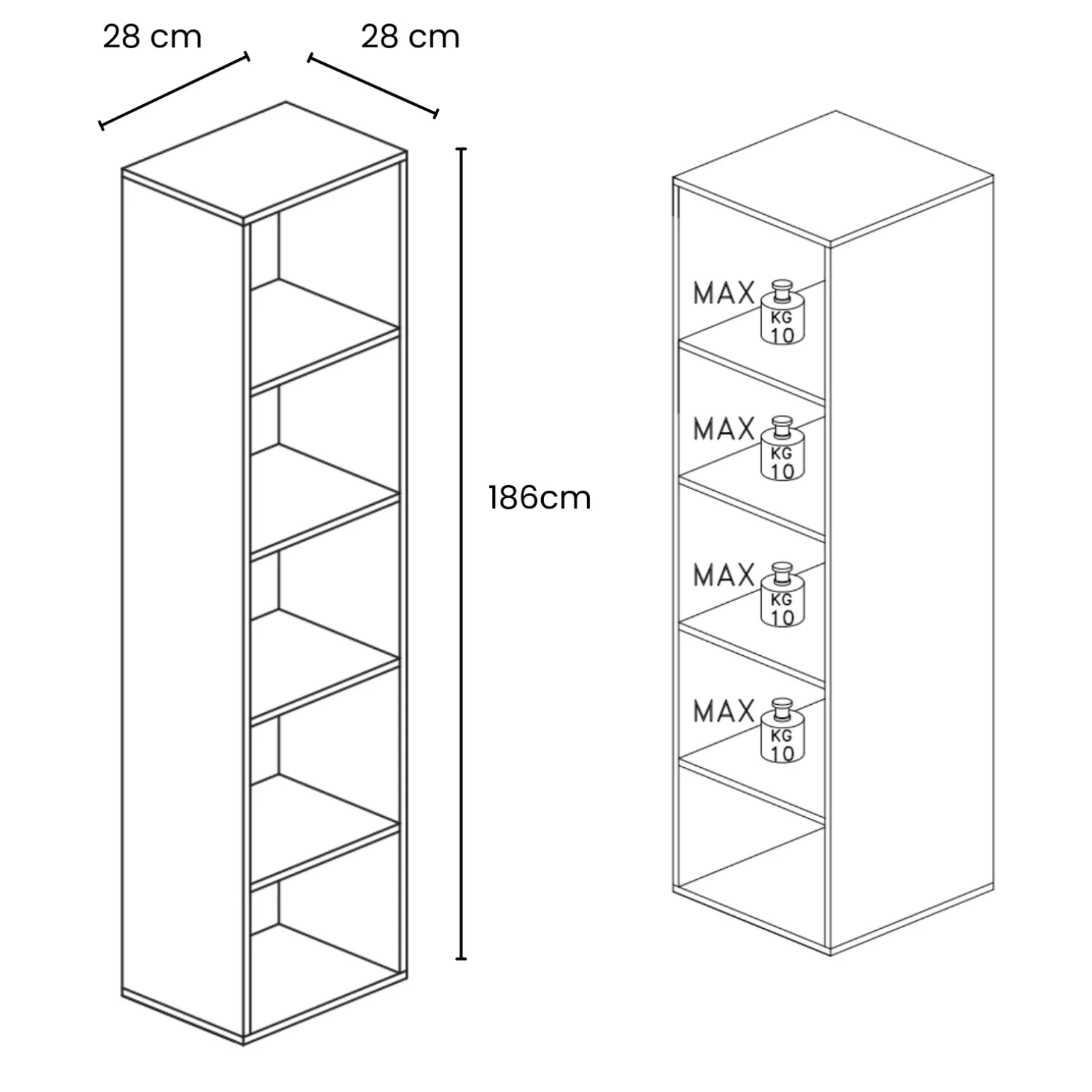 Colonna a terra 28x186h cm 5 vani libreria tortora Sunset