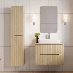 Colonna bagno sospesa 35x170h cm cannettato 2 ante rovere Pretty