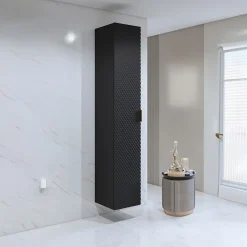 Colonna bagno sospesa 35x186h cm 1 anta nero frontale decorato Konny