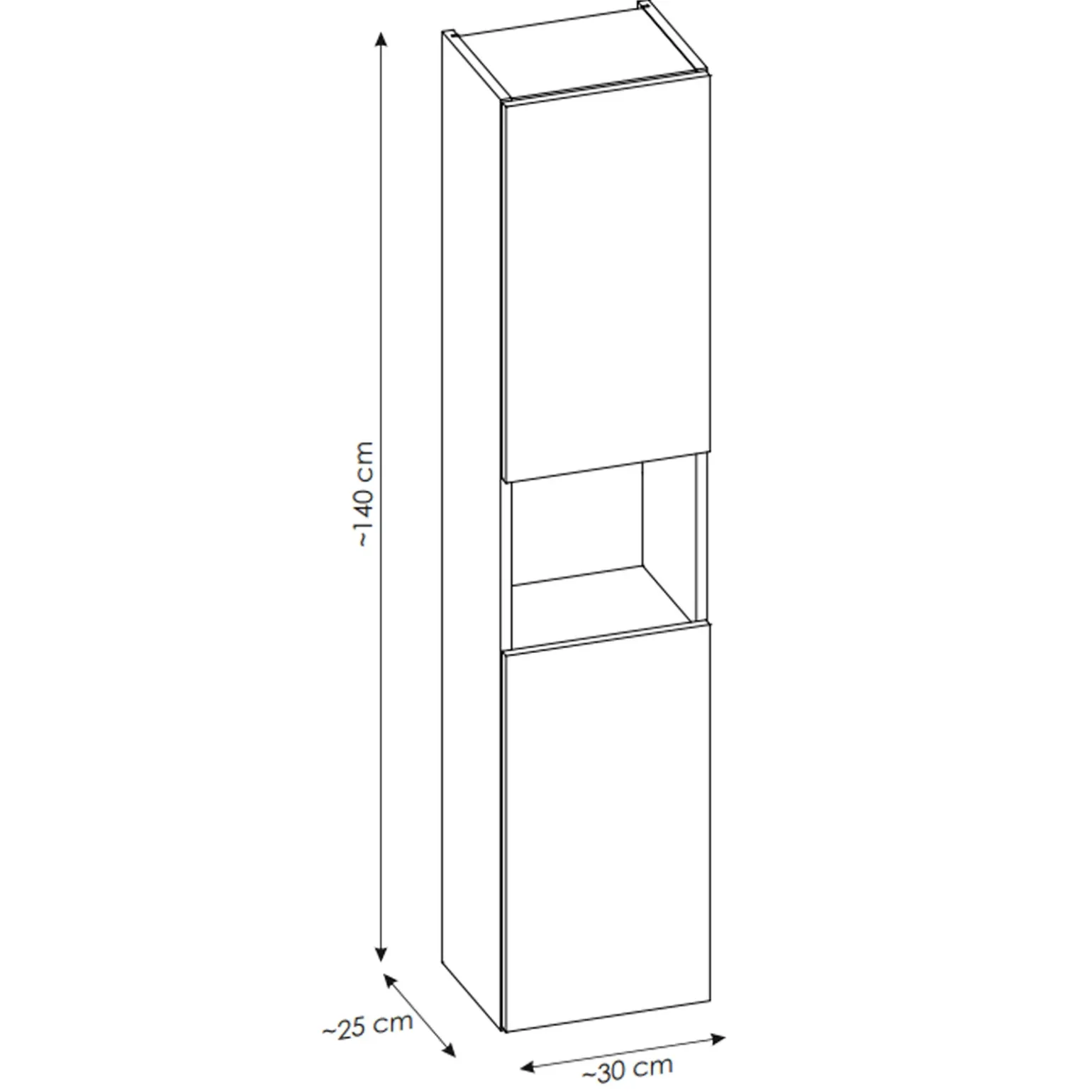 Colonna bagno sospesa 30x140h cm 2 ante rovere Rovery
