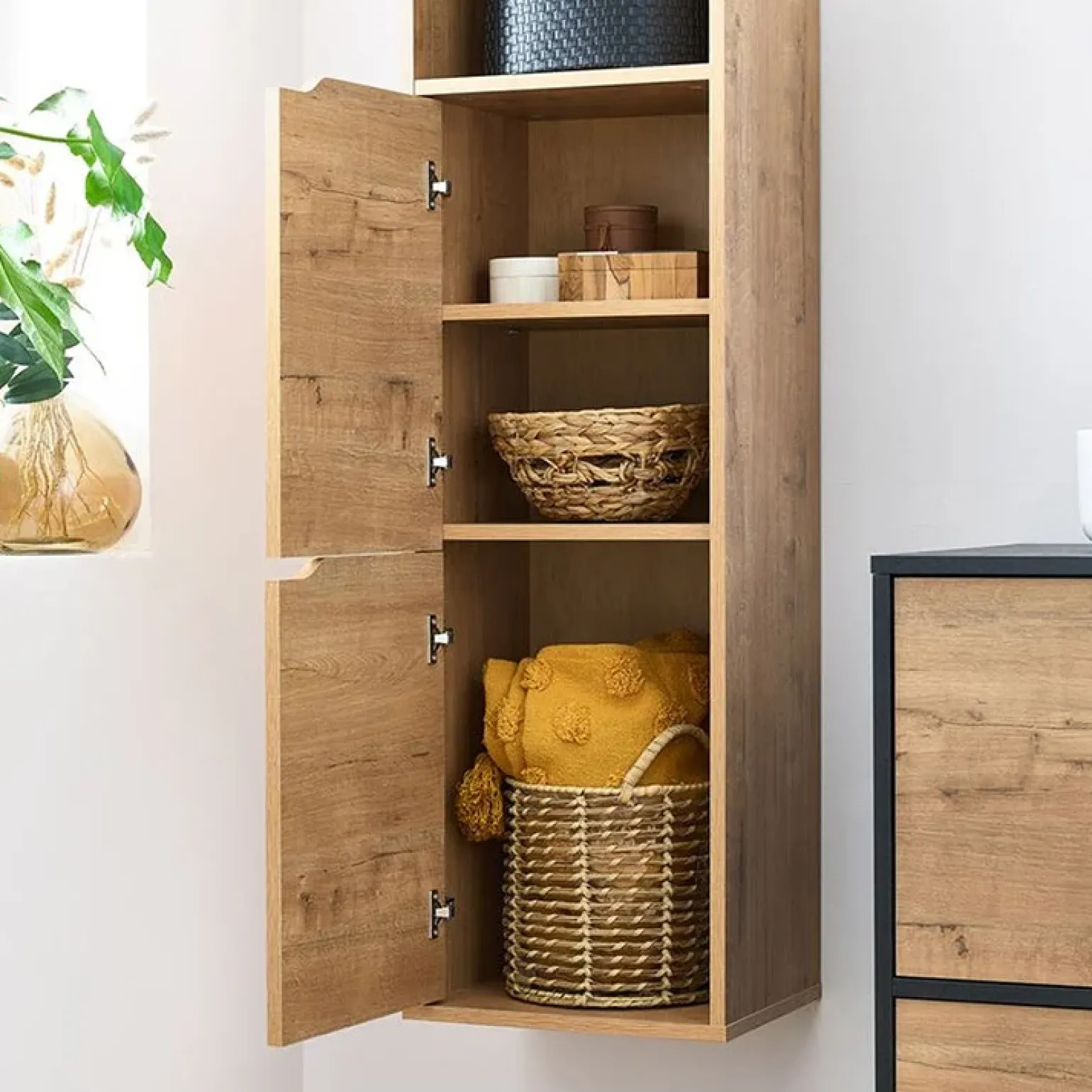 Colonna bagno sospesa 37x150h cm 2 ante 2 vani rovere Jasmund - Crown