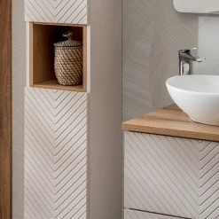 Colonna bagno sospesa 30x140h cm 1 anta beige cashmere Neutry