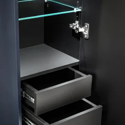 Colonna bagno sospesa 35x160h cm 1 anta 2 cassetti cannettato blu Deep