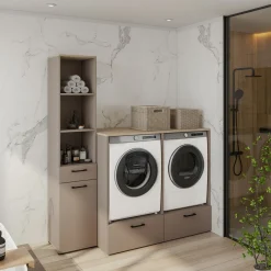 Colonna bagno 40x197h cm 1 anta 1 cassetto beige Wave