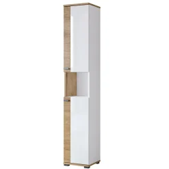 Colonna bagno 35x195h cm 2 ante 1 vano a giorno bianco lucido rovere Crystal
