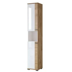 Colonna bagno 35x195h cm 2 ante 1 vano a giorno bianco lucido rovere Crystal