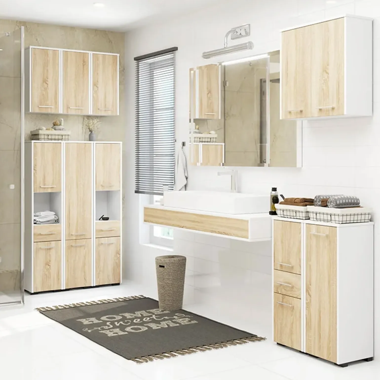 Colonna bagno 30x140h cm 2 ante rovere bianco Woters