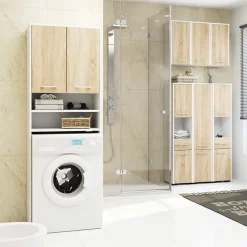 Colonna bagno 30x85h cm bassa 2 ante 1 cassetto rovere bianco Woters