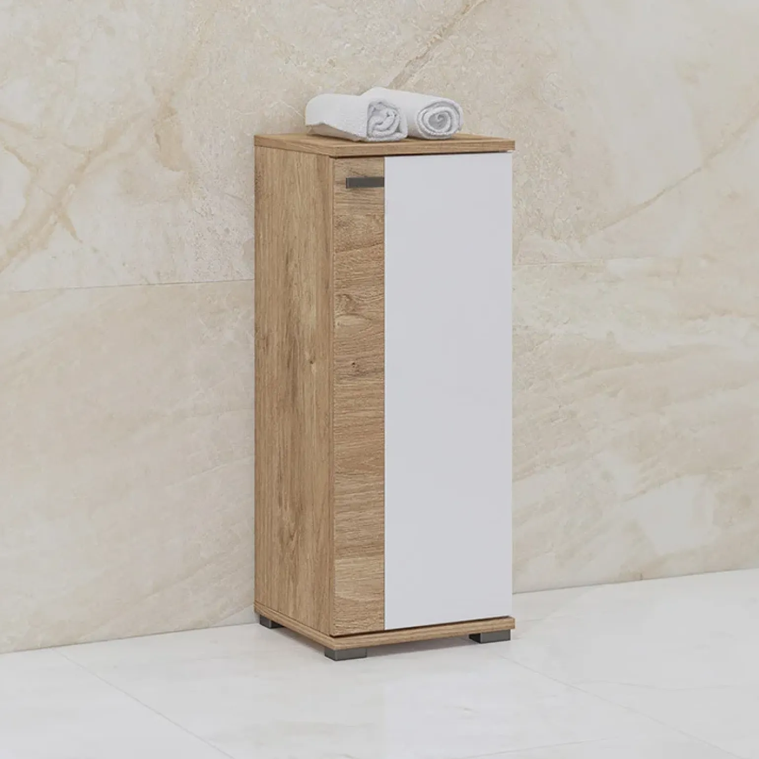 Colonna bagno 35x86h cm bassa 1 anta bianco lucido rovere Crystal