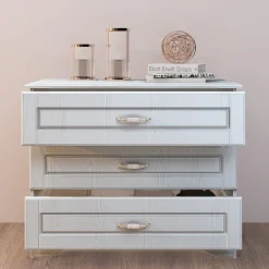 Comò classico 99x78h cm 3 cassetti bianco opaco Friuli