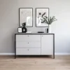 Comò 136x91h cm 1 anta 3 cassetti con LED grigio nero Luna