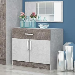 Comò 80x73h cm 2 ante 1 cassetto moderno cemento ossido Gorizia