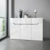 Comò 120x81h cm 3 ante moderno bianco lucido Twilight