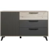 Comò 130x80h cm 3 cassetti moderno rovere antracite opaco Urbino